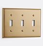 Lewis Triple Toggle Switchplate, Heritage Brass