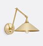 Poplar Articulating Task Sconce CP Cone 10in Shade Matte Buttercup ext and Brass int