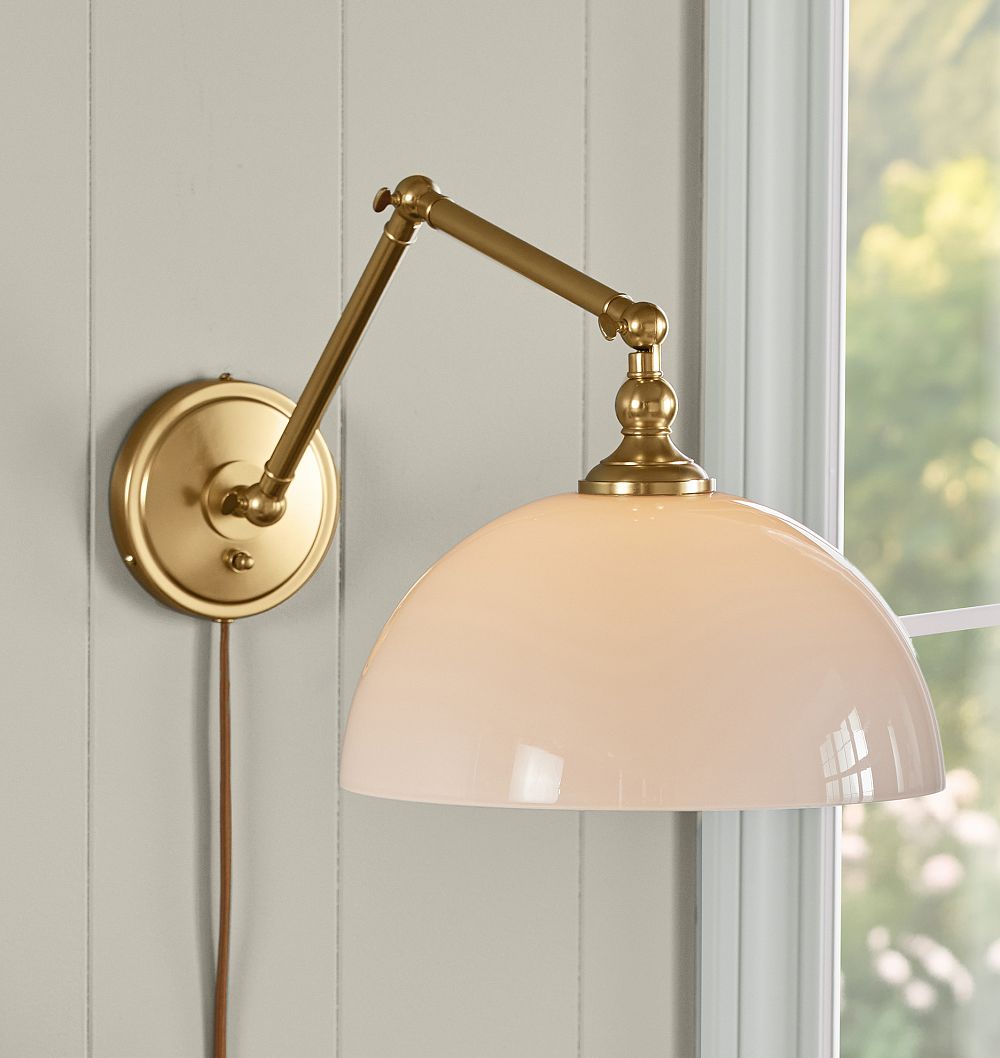 Theo Articulating Sconce, Glass Shades by Rejuvenation