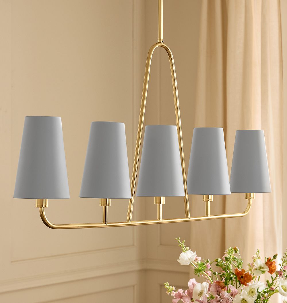 Ansel 43" Linear Pendant, Metal Shades by Rejuvenation