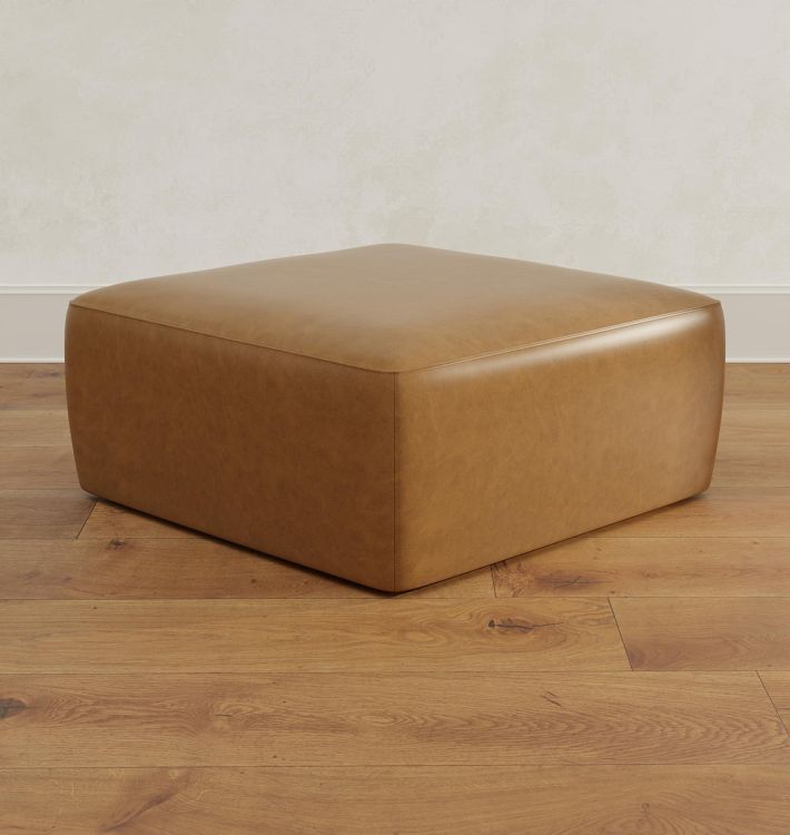 Britton Leather Rectangular Ottoman | Rejuvenation