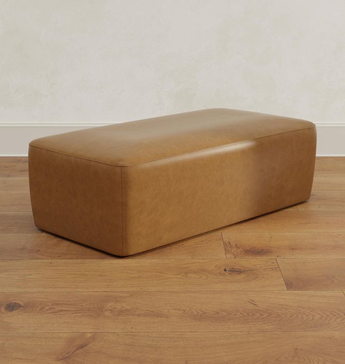 Britton Leather Rectangular Ottoman | Rejuvenation