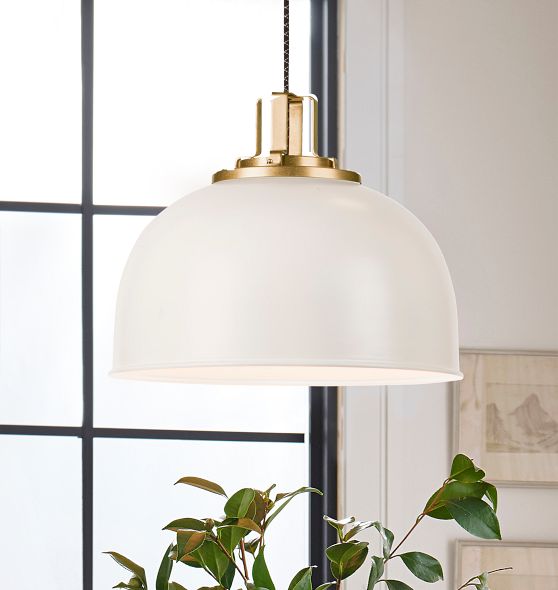 Butte 18" Dome Pendant, Aged Brass Fitter by Rejuvenation