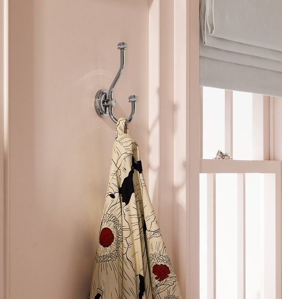 double robe hook rustic fishing lodge Stone Harbor Hardware - - 2-1/8" High - 1" Projection The Design House Dalton Double Robe Hook adds a relaxed country style to your bathroom Rigdon Double Hook, Polished Chrome