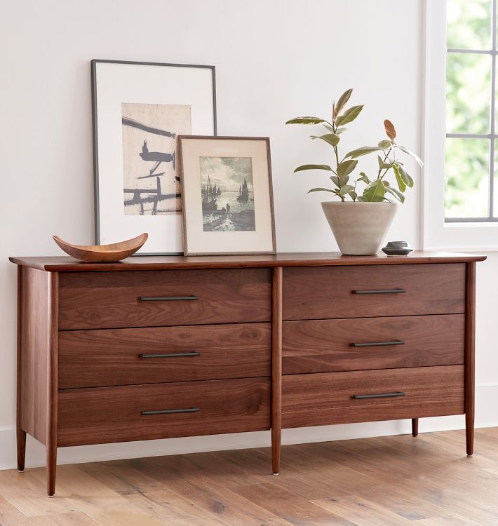 Hosford Walnut 6-Drawer Dresser, 63" | Rejuvenation