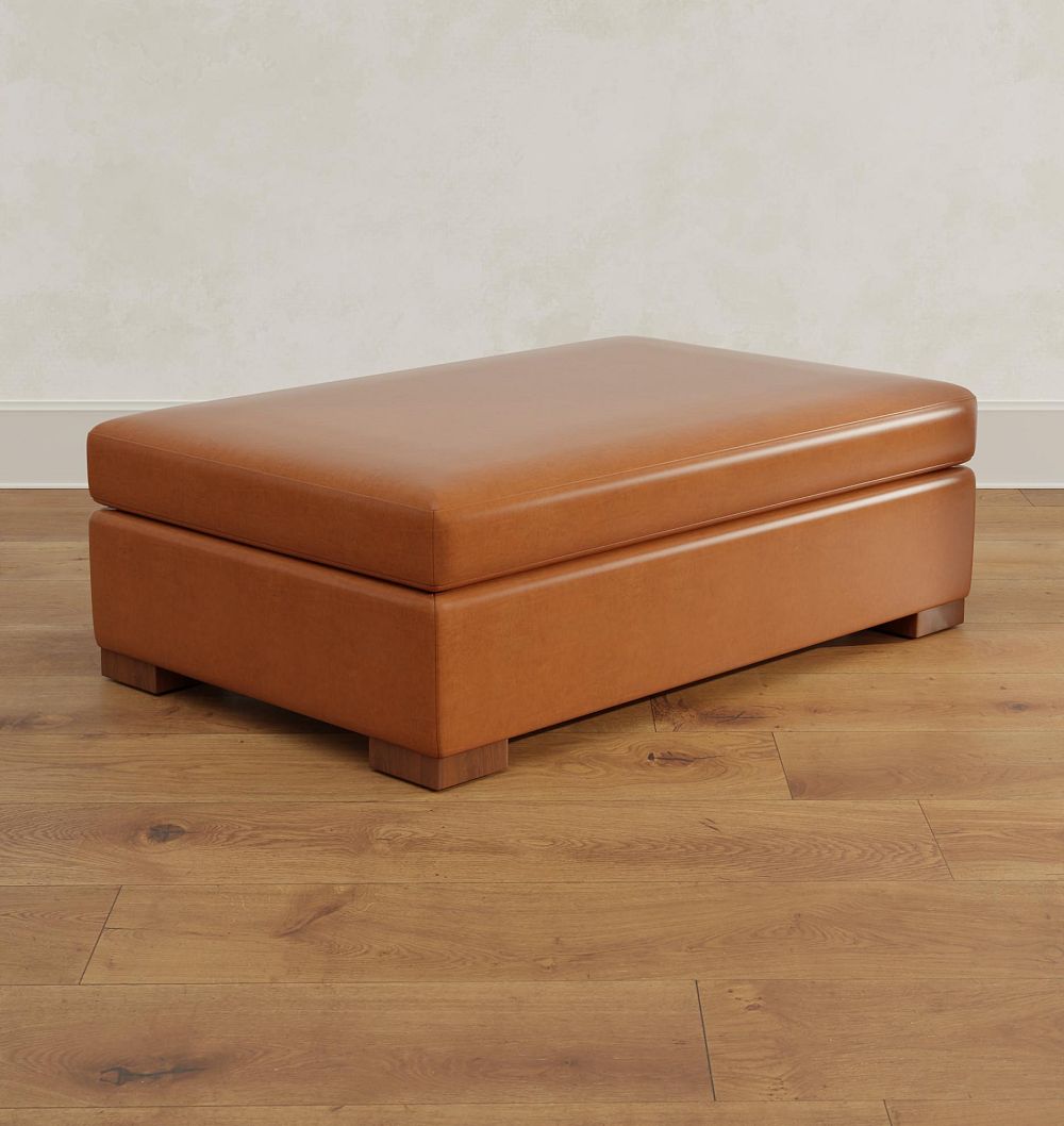 Wrenton Leather Coffee Table Ottoman by Rejuvenation