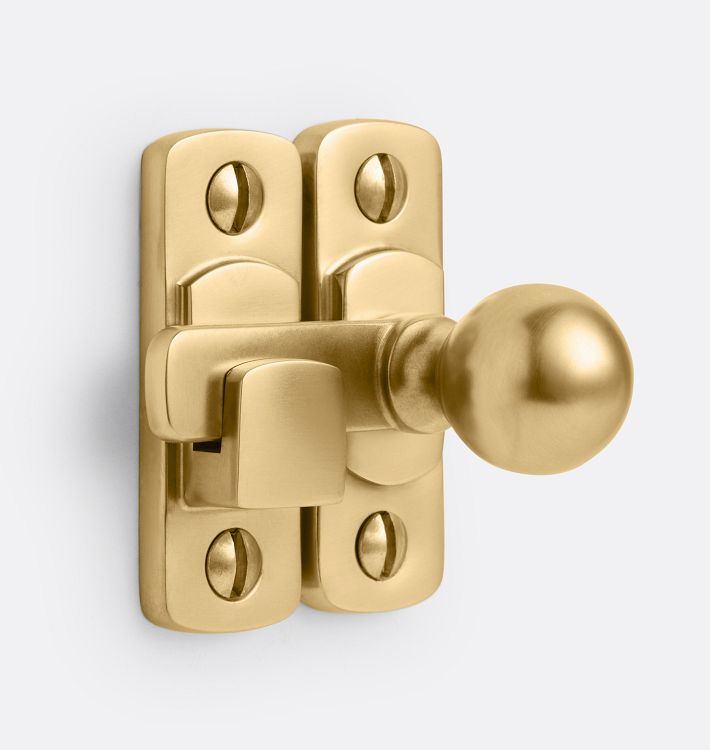 Quincy small traditional cabinet latch in aged brass