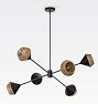 Daphne 38in Single Tier Chandelier 6 Light Matte Black Natural Fiber