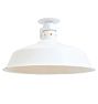 Vintage Industrial Flush Mount with White Enamel Shade 17" Diameter