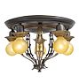 Vintage Colonial Revival Brass Flush Mount with Cage