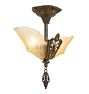 Vintage Art Deco Semi Flush with Slipper Shade and Haning Finial