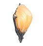 Vintage Art Deco Cast Sconce with Amber Slipper Shade