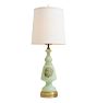 Vintage Mid 20th Century Jadite Floral Painted Table Lamp with Shade