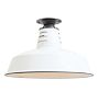 Vintage Industrial Flush Mount with White Enamel Shade  14" Diameter