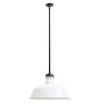 Vintage Industrial Pendant with White Enamel Shade 18 1/2" Diameter