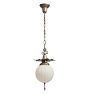 Vintage Classical Revival Late 20th Century Pendant with Ribbed Globe Shade