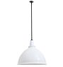 Vintage Industrial Pendant with Oversize White Enamel Dome Shade 24 1/2" Diameter