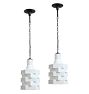 Vintage Mid Century Modern Stacked Metal Shade Pendant Set of 2