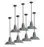 Vintage Industrial Pendant with Gray Enamel Shade Set of 7