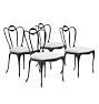 Vintage Art Noveau Metal Dining Chair with Upholstered Seat Set of 4