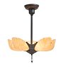 Vintage Art Deco Chandelier with Amber Slipper Shades
