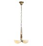 Vintage Art Deco Cup Shade Chandelier with Brass Leaf Motif