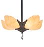 Vintage Art Deco Chandelier with Amber Slipper Shades