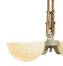 Vintage Art Deco Cup Shade Chandelier with Brass Leaf Motif