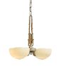 Vintage Art Deco Cup Shade Chandelier with Brass Leaf Motif