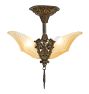 Vintage Art Deco Semi Flush with Slipper Shade and Hanging Finial