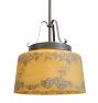 Vintage Art Noveau Pendant with Yellow and Blue Floral Painted Shade