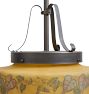 Vintage Art Noveau Pendant with Yellow and Blue Floral Painted Shade