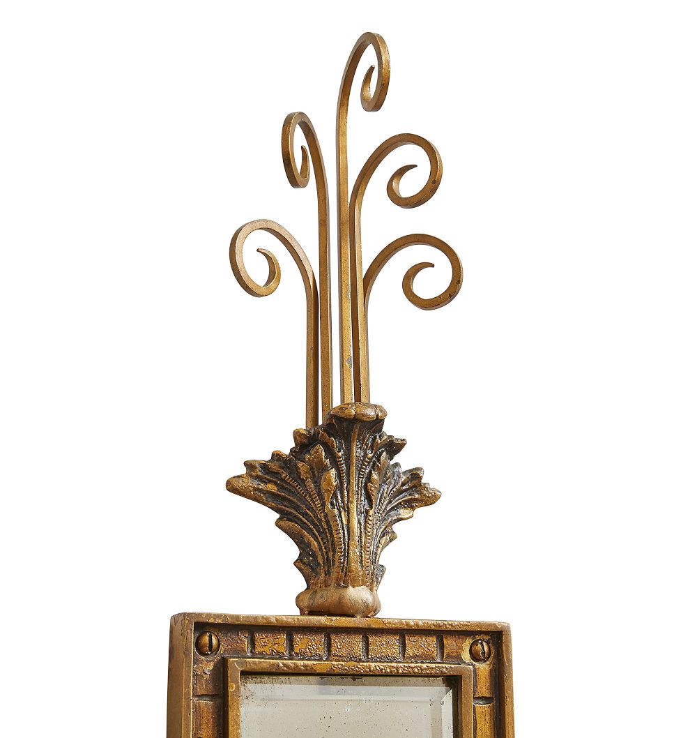 Vintage Classical Revival 19th Century Sconce with Large Etched Mirror Backplate and Bobeches by Rejuvenation
