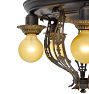 Vintage Colonial Revival Brass Flush Mount with Cage