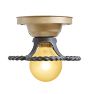 Vintage Colonial Revival Flush Mount with Iron Twist Shade