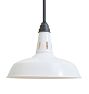 Vintage Industrial Pendant with White Enamel Shade 18" Diameter