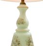 Vintage Mid 20th Century Jadite Floral Painted Table Lamp with Shade