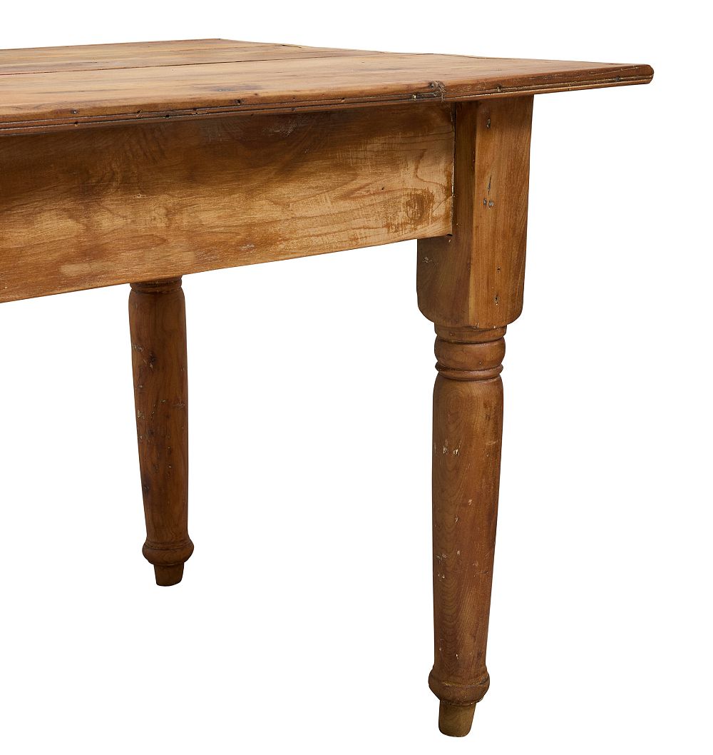 Vintage Traditional Pine Dining Table with Turned Legs by Rejuvenation