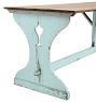 Vintage Traditional Worktable with Blue Painted Trestle Base