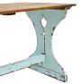 Vintage Traditional Worktable with Blue Painted Trestle Base