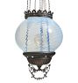 Vintage Victorian 20th Century Petite Brass and Blue Blown Glass Globe Shade
