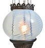 Vintage Victorian 20th Century Petite Brass and Blue Blown Glass Globe Shade