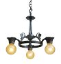 Vintage Victorian Iron Chandelier with Hammered Texture and Leaf Motif