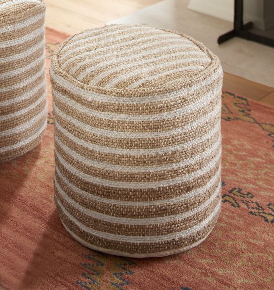 Jute Striped Pouf by Rejuvenation