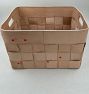 Open Box: Woven Leather Basket Collection, Rectangle (16.5"L x 13.5"W x 10.75"H) - Natural