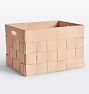 Open Box: Woven Leather Basket Collection, Rectangle (16.5"L x 13.5"W x 10.75"H) - Natural
