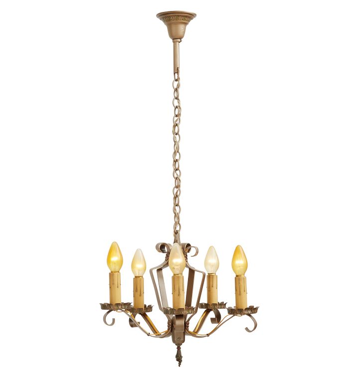 Vintage Romance Revival Candle Chandelier with Polychrome