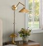 Poplar Articulating Sconce, Brass Shades