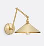 Theo Articulating Task Sconce CP Cone 10in Shade Matte Buttercup ext and Brass int