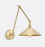 Theo Articulating Task Sconce CP Long Cone 10in Shade Matte Buttercup ext and Brass int
